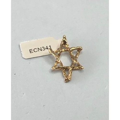 411 - 9k yellow gold Star of David pendant/charm, weight 2.1g (ECN 341)