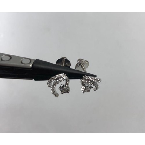 420 - 18k white gold stud earrings with 1ct diamonds and weight 2.9g, 15mm long approx (ecn729)