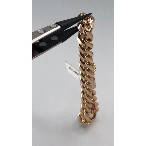 424 - 9k yellow gold chunky curb bracelet, weight 38.4g and over 8