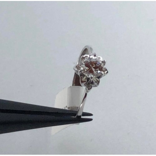 439 - 14k white gold solitaire ring with 0.50ct diamond (F/SI1) weight 2.3g and size M (ECN628)