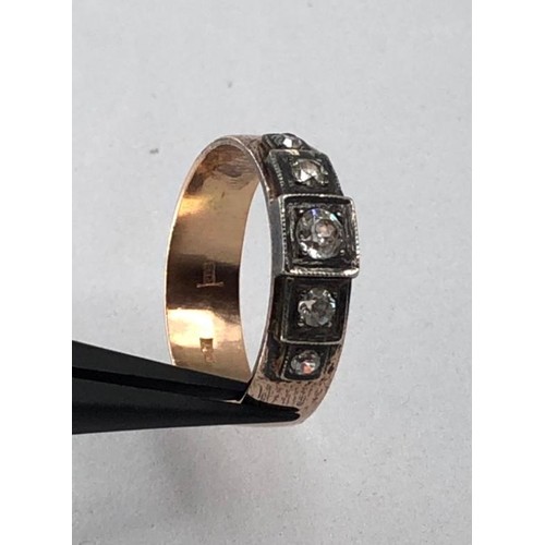 452 - 14k rose gold ring CZ stones, size V1/2 and weight 5.9g (ecn135)