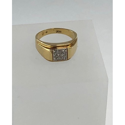 462 - 18k yellow gold ring with over 0.35ct diamonds, weight 8.9g and size V (S1)