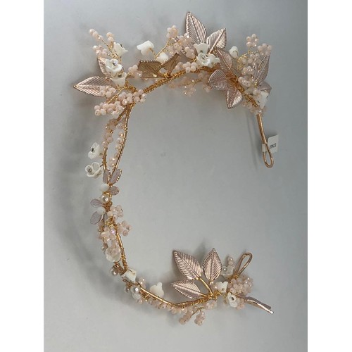 468 - Hair decoration with rhodium plating/acrylic flowers, flexible design can be twisted (ecn491)