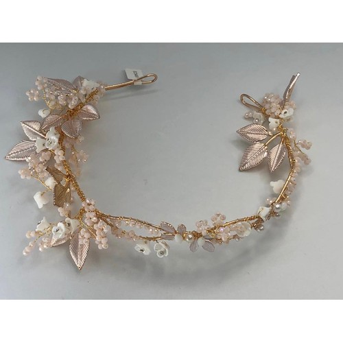 468 - Hair decoration with rhodium plating/acrylic flowers, flexible design can be twisted (ecn491)