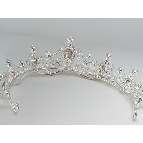 473 - Fancy small Tiara with CZ stones (ecn610)