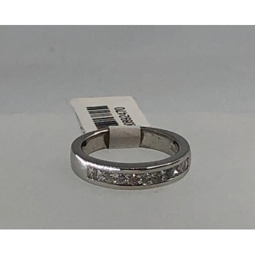 483 - Platinum half eternity ring with 0.40ct diamonds (top quality princess cut) weight 6.60g and size R+... 