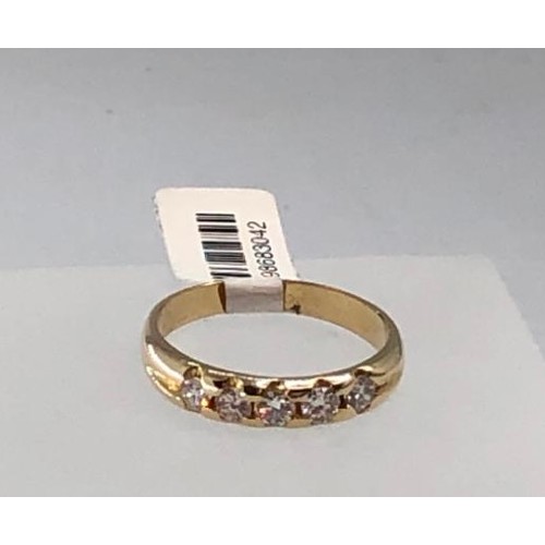 489 - 14K (tested) yellow gold half eternity ring with 1ct diamonds, size S and weight 3.7g (ecn411)