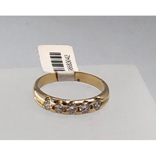 489 - 14K (tested) yellow gold half eternity ring with 1ct diamonds, size S and weight 3.7g (ecn411)