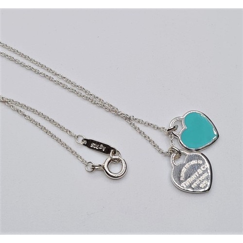 511 - STERLING SILVER TIFFANY DOUBLE HEART NECKLACE