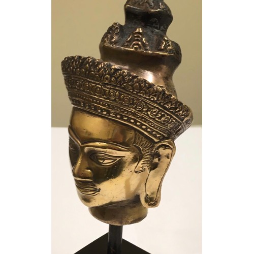 538 - Antique Bronze Buddha/deity head on base