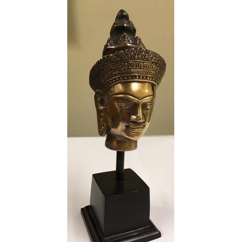 538 - Antique Bronze Buddha/deity head on base