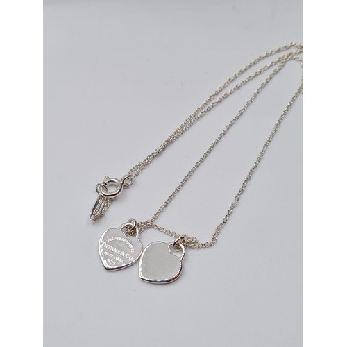 513 - STERLING SILVER TIFFANY DOUBLE HEART NECKLACE