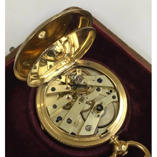 539 - Antique gilt silver ladies pocket watch with bow and box, vote for women dial, ticks when shaken.