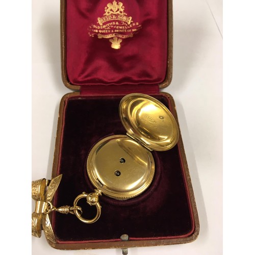 539 - Antique gilt silver ladies pocket watch with bow and box, vote for women dial, ticks when shaken.