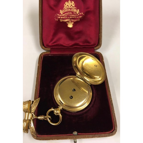 539 - Antique gilt silver ladies pocket watch with bow and box, vote for women dial, ticks when shaken.