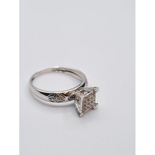 481 - 9CT WHITE GOLD DIAMOND SET RING, WEIGHT 3.5G & 0.15CT APPROX. Size P