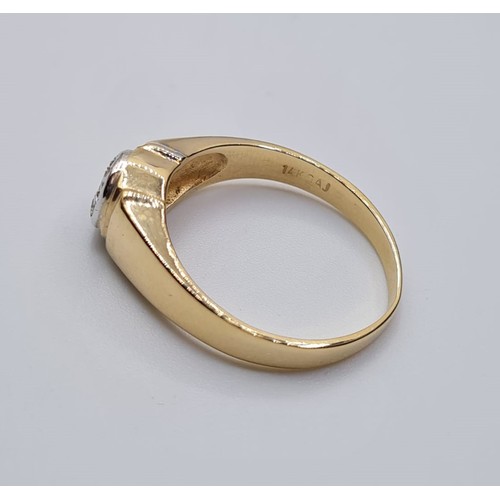 528 - 14CT YELLOW GOLD DIAMOND RING, WEIGHT 4G. SIZE P