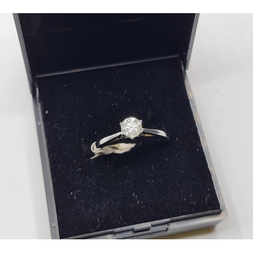 434 - 18CT WHITE GOLD DIAMOND SOLITAIRE RING , WEIGHT 3.1G & 0.45CT APPROX. SIZE N