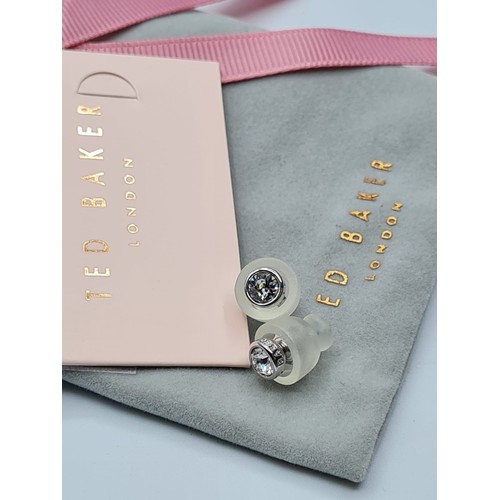 370 - TED BAKER CLEAR STONE STUD EARRINGS WITH POUCH