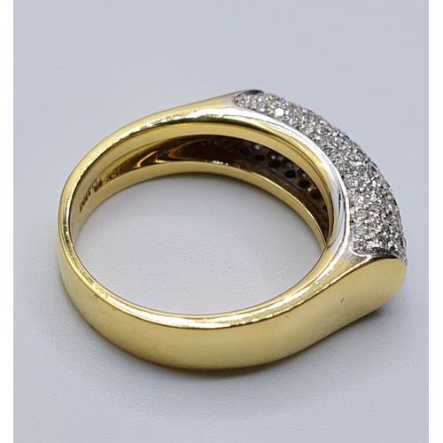 32 - 18CT YELLOW GOLD DIAMOND SET RING, WEIGHT 8.1G 
& 0.90CT. Size N/O