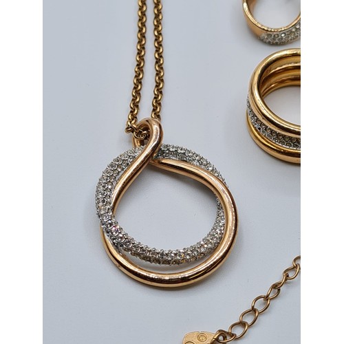 202 - SWAROVSKI NECKLACE, EARRINGS AND RING SET IN ROSE GOLD VERMEIL