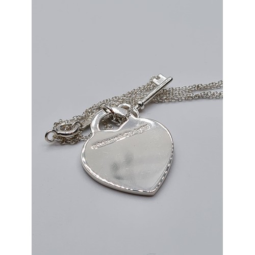 363 - TIFFANY STERLING SILVER HEART & KEY NECKLACE