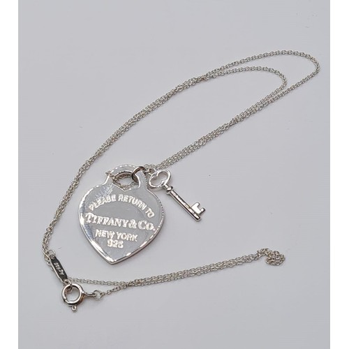 363 - TIFFANY STERLING SILVER HEART & KEY NECKLACE