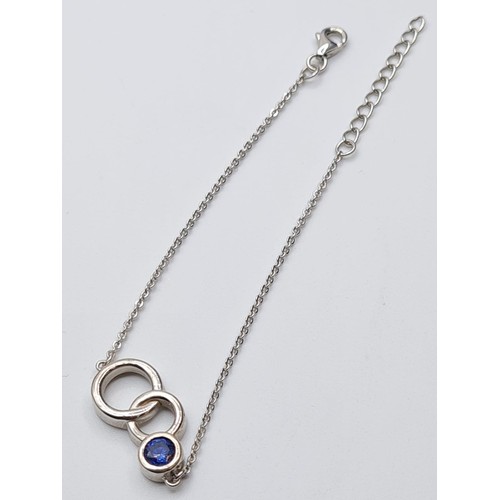 191 - STERLING SILVER BLUE STONE SET BRACELET