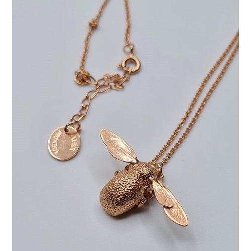 340 - ALEX MONROE ROSE GOLD VERMEIL ON STERLING SILVER BUMBLEBEE NECKLACE