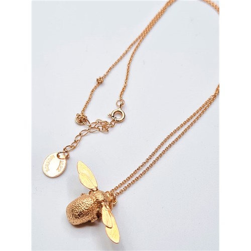 340 - ALEX MONROE ROSE GOLD VERMEIL ON STERLING SILVER BUMBLEBEE NECKLACE