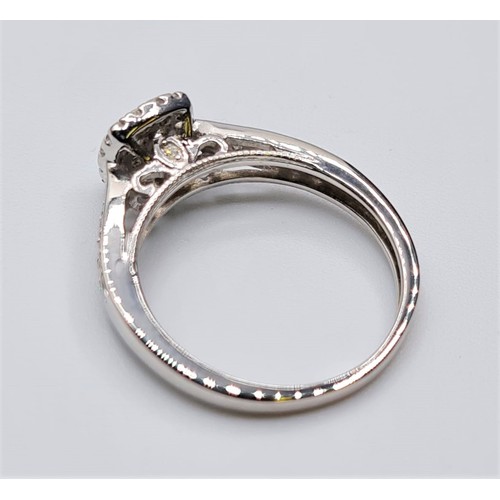 163 - 9CT WHITE GOLD DIAMOND SET HALO STYLE RING, WEIGHT 2G, 0.35CT APPROX. Size J