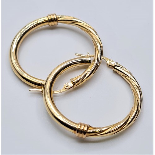 167 - 9CT YELLOW GOLD TWIST HOOP EARRINGS