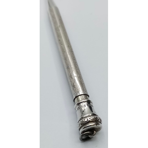 247 - Vintage Silver Propelling Pencil Having the Marking ‘Lifelong’ Sterling Silver. 9.5cm.