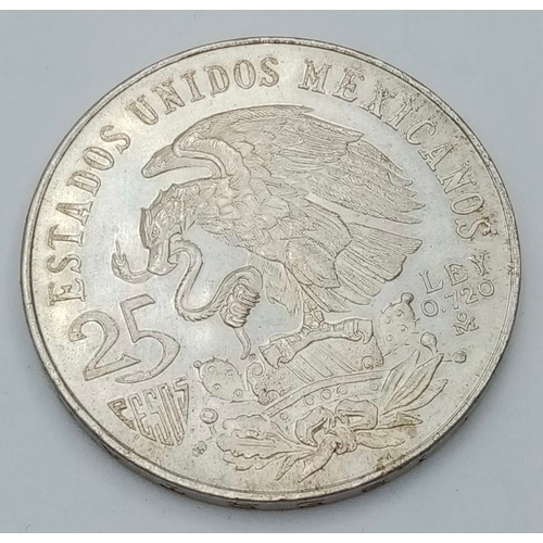 362 - Silver Mexican Coin 1968 to Celebrate the Olympic Games in Mexico City. 25 Pesos Silver Coin, Large ... 