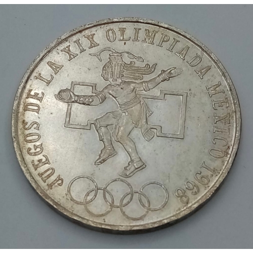 362 - Silver Mexican Coin 1968 to Celebrate the Olympic Games in Mexico City. 25 Pesos Silver Coin, Large ... 