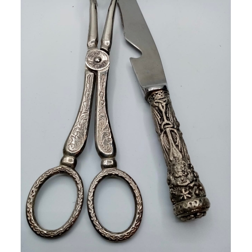 424 - Antique Pair of Silver Plated Scissor Tongs with Claw Grips. Together with a Vintage Silver Plated P... 