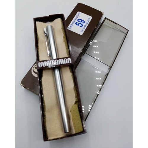 59 - Waterman Fountain Pen having Original Box and Sleeve, Appears Unused.