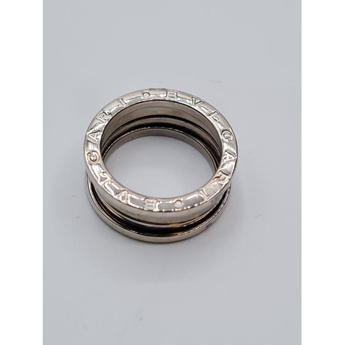 9 - 18CT WHITE GOLD BVLGARI SPRING ZERO RING, WEIGHT 8.9G. Size L/M