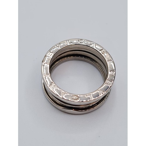 9 - 18CT WHITE GOLD BVLGARI SPRING ZERO RING, WEIGHT 8.9G. Size L/M