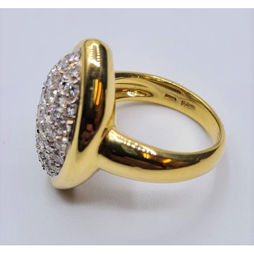 25 - 18CT YELLOW GOLD DIAMOND SET MARQUISE SHAPE RING, WEIGHT 12.5G & 90CT APPROX. Size N