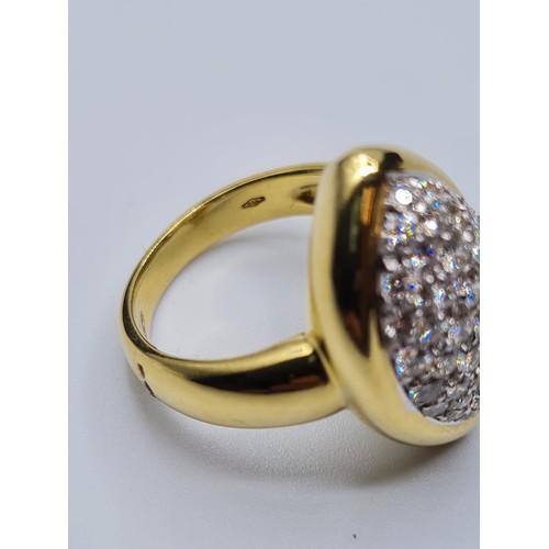 25 - 18CT YELLOW GOLD DIAMOND SET MARQUISE SHAPE RING, WEIGHT 12.5G & 90CT APPROX. Size N