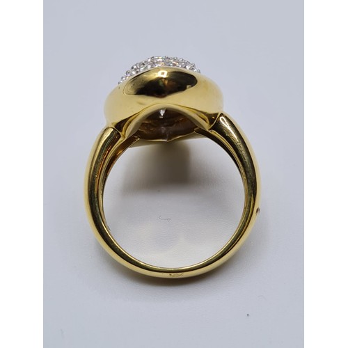 25 - 18CT YELLOW GOLD DIAMOND SET MARQUISE SHAPE RING, WEIGHT 12.5G & 90CT APPROX. Size N