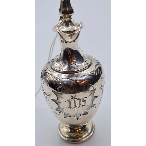 157 - A Hand Engraved Silver Miniature Jug, Hallmarked London 1851, In Good Condition 65g, 10cms High.