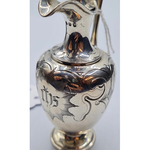 157 - A Hand Engraved Silver Miniature Jug, Hallmarked London 1851, In Good Condition 65g, 10cms High.