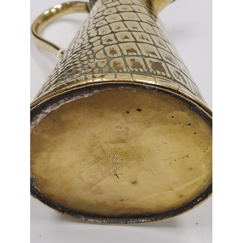 392 - Edwardian Hand Made English Brass Jug with Original Lapped Seams.