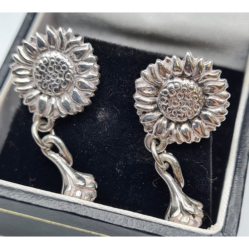 429 - Pair of Silver Sunflower Earrings.