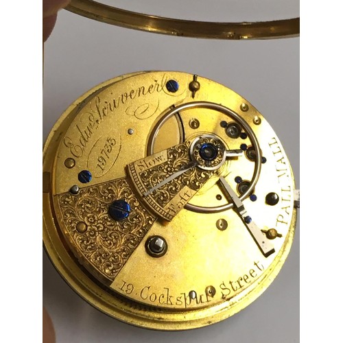 1 - Antique large 18ct solid gold Fusee Pocket Watch with Diamond set balance cock, signed Edward Scrive... 