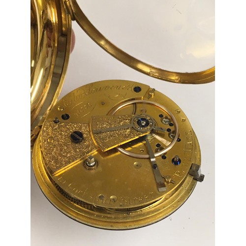 1 - Antique large 18ct solid gold Fusee Pocket Watch with Diamond set balance cock, signed Edward Scrive... 