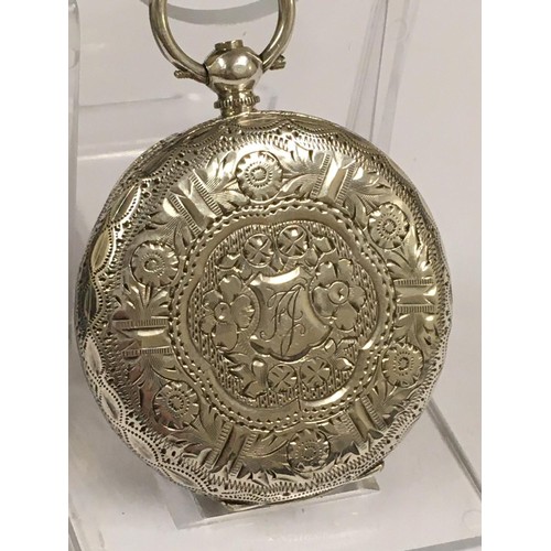 28 - Antique silver ladies pocket watch with box and key, 37mm case