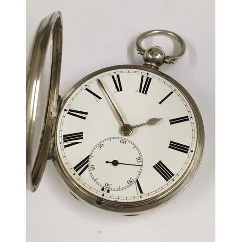 150 - Antique silver Pocket watch with Diamond balance cock, 48mm diameter